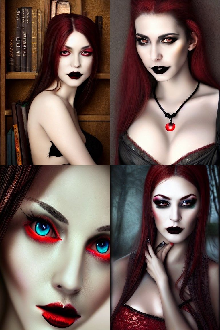 Sultry Vampire Librarian: Gothic Futuristic Portrait