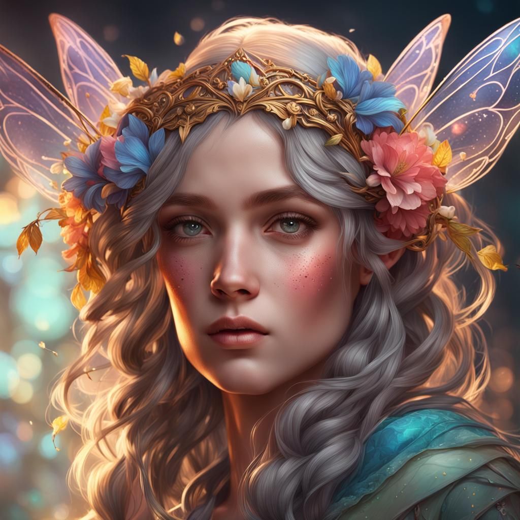 Beautiful Fairy Portrait in Hyperdetailed Digital Art