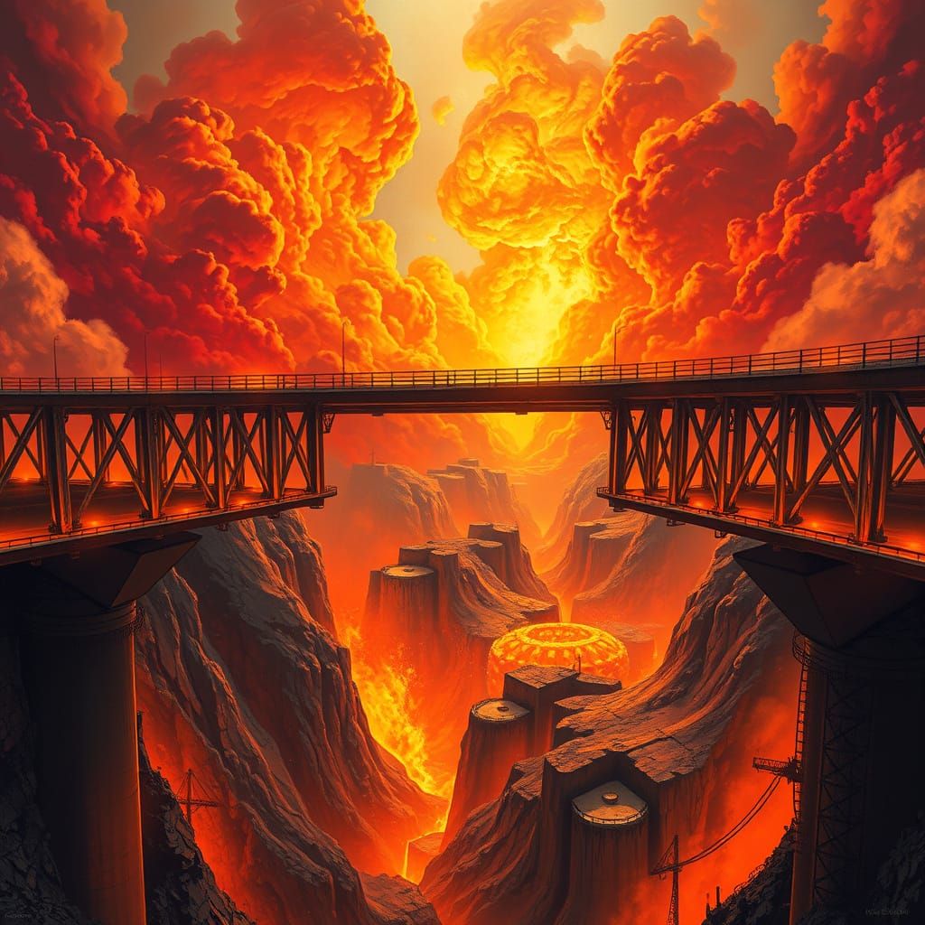 Majestic Hellish Bridge in Golden Light