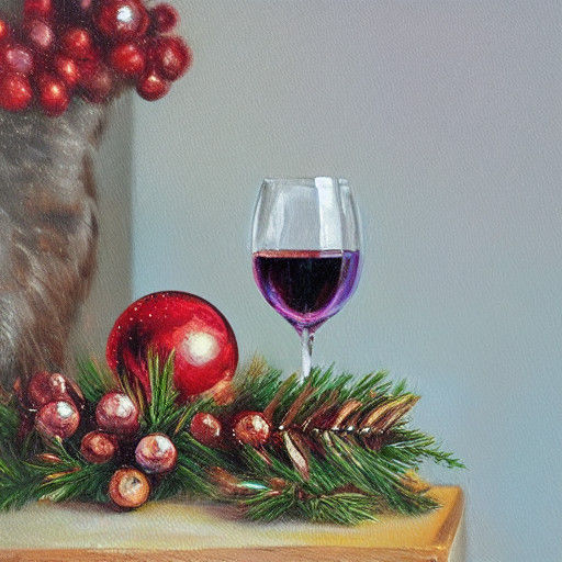 Whimsical Christmas Feline in Rich Wine Tones