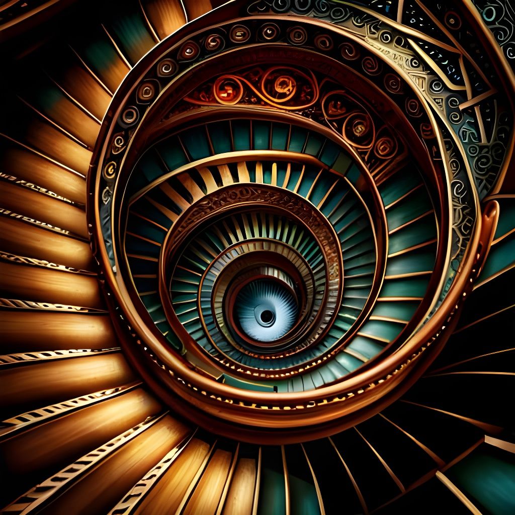 Steampunk Staircase in Hyperdetailed Sci-Fi Fantasy Style