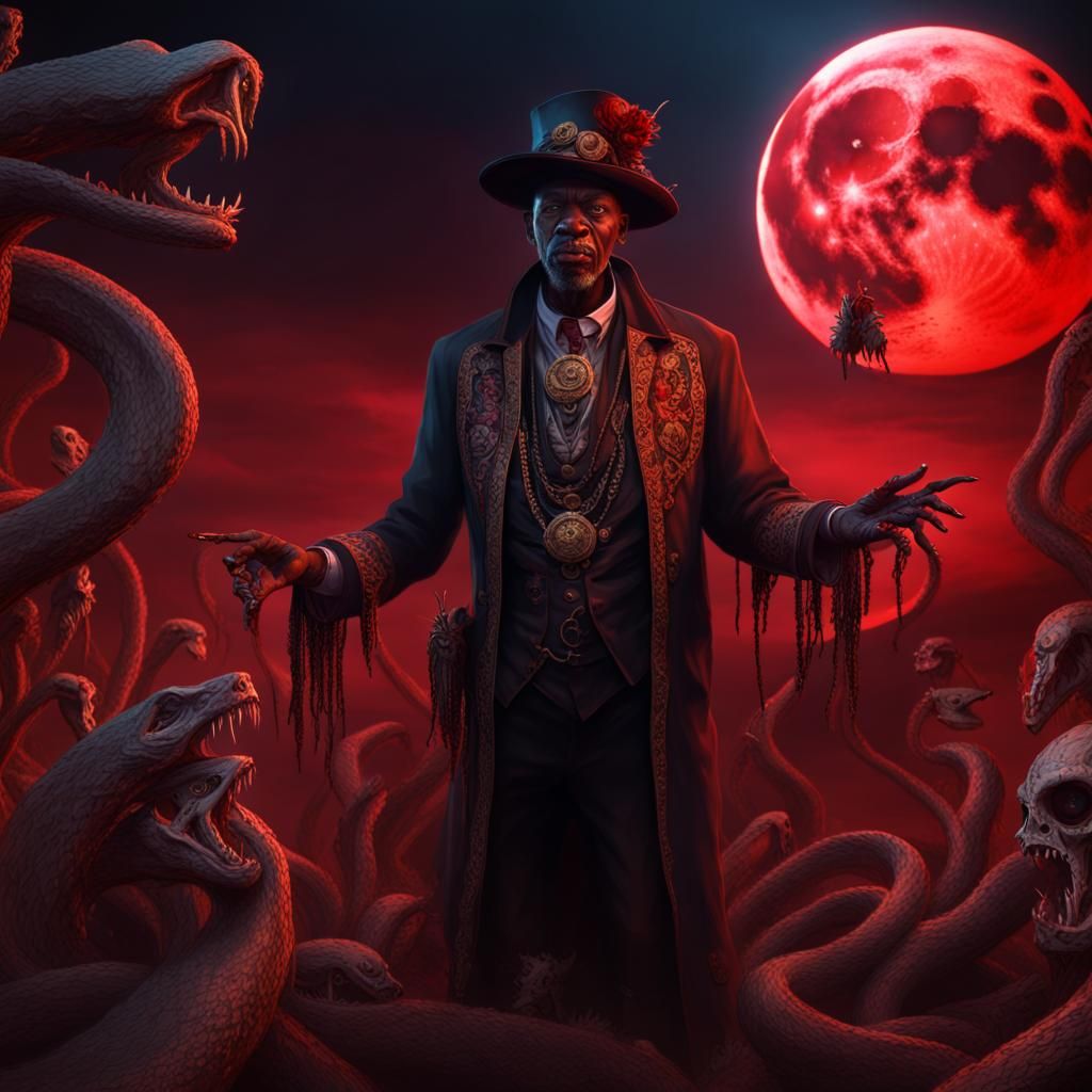 Papa Legba with Snakes and Zombies in Fantasy Art
