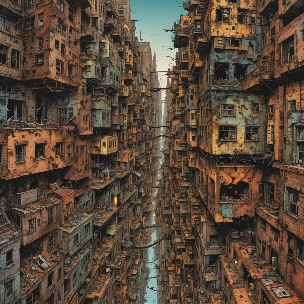 Dystopian Cityscape in Fauvist Style