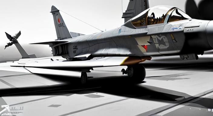 Hyperrealistic Fighter Plane Splash Art Concept