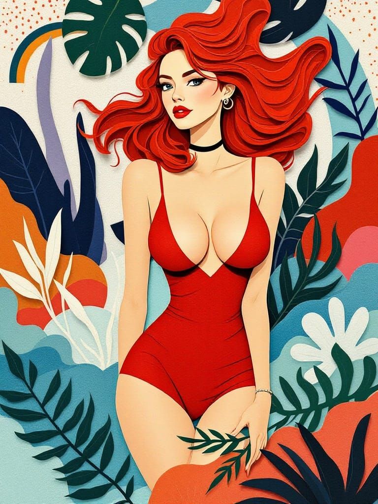 Vibrant Paper Cutout in Modern Style