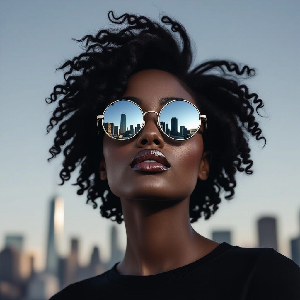 High Contrast Portrait with City Reflection