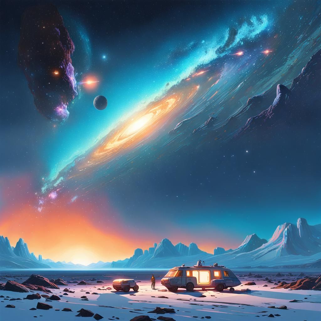 Sci-Fi Galaxy with Milky Way Center in Digital Art