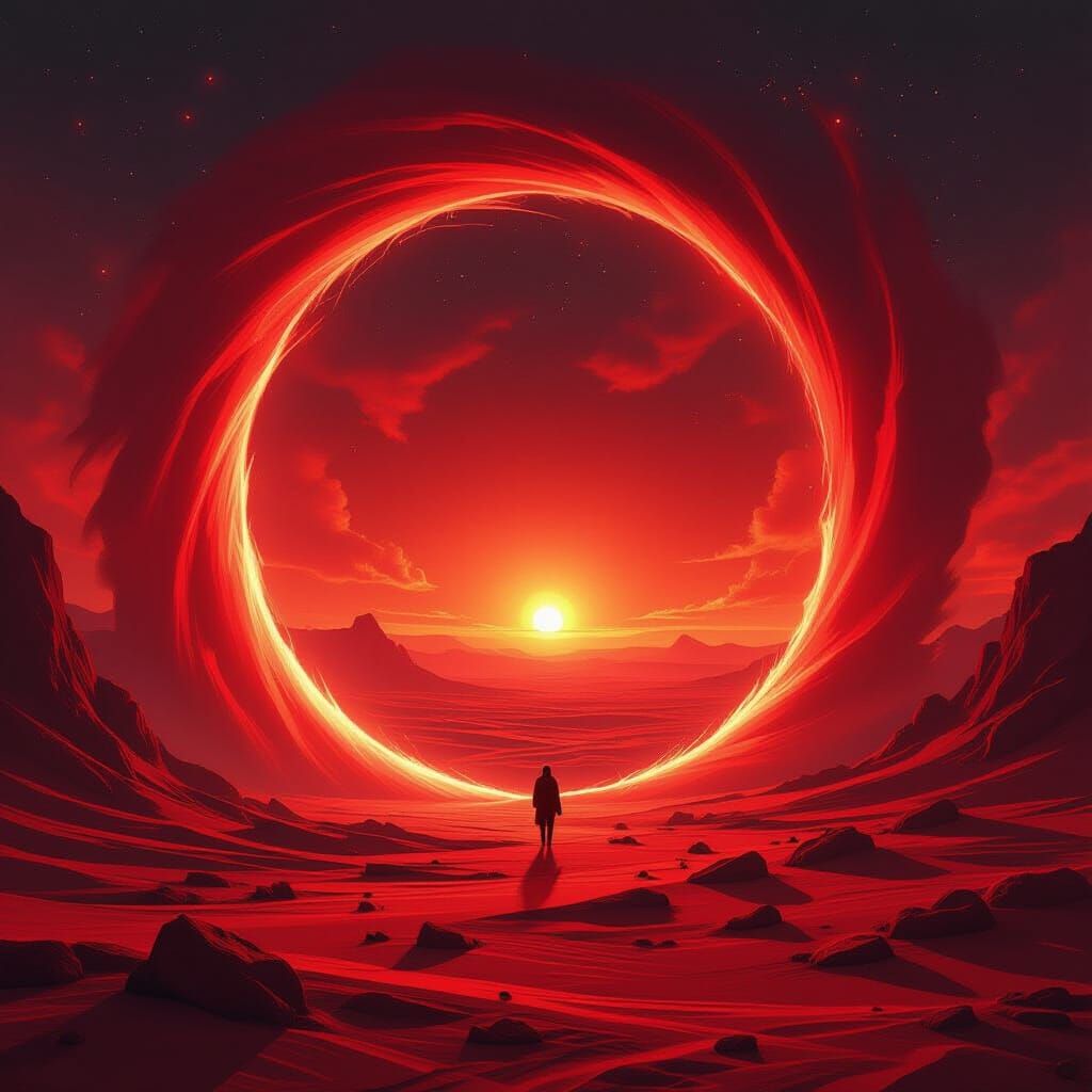 Surreal Red Portal to Another World
