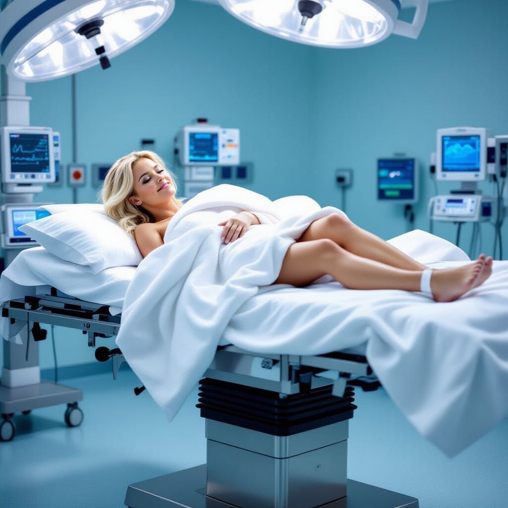 Woman Wrapped in Towel on Operating Table