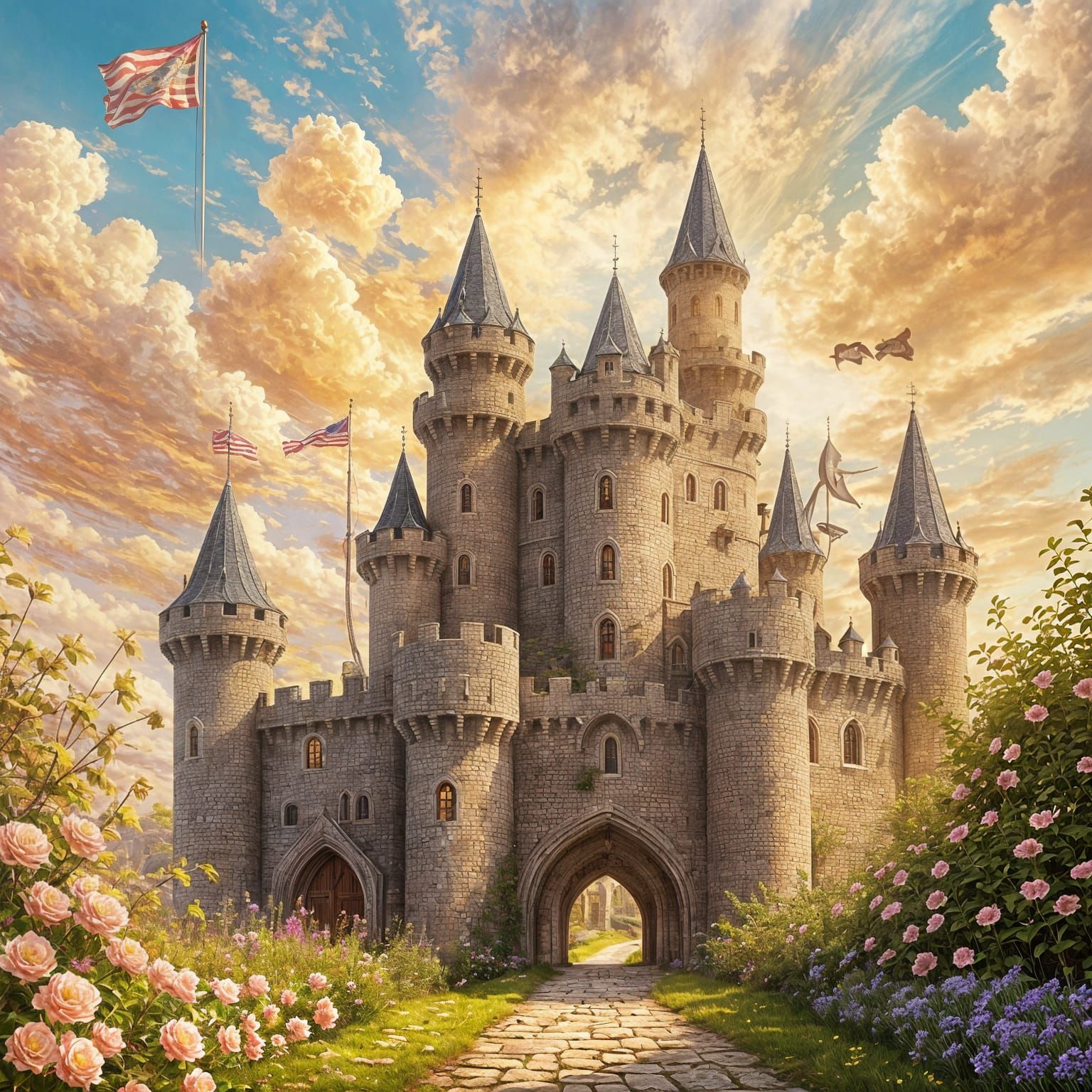 Fantasy Castle in Kinkade Style