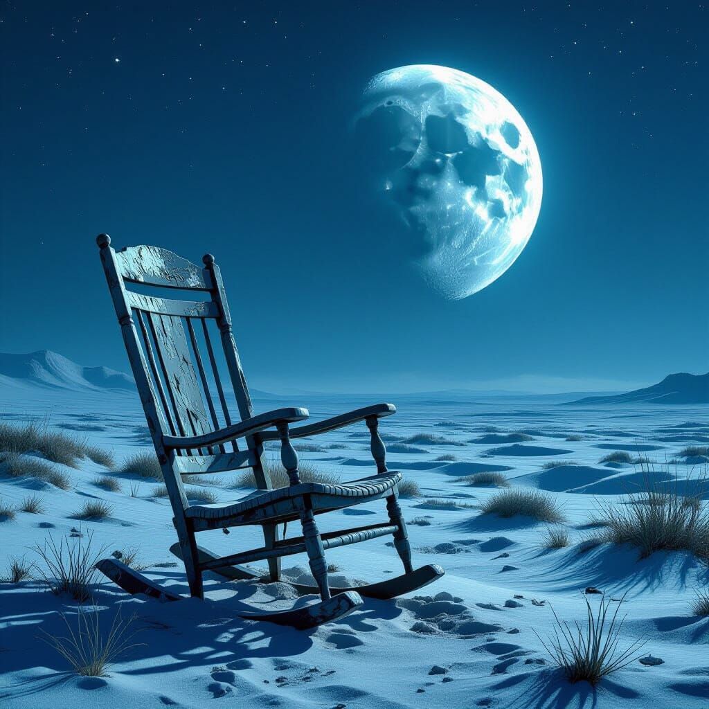 Lunar Rocking Chair in Digital Matte Painting Style