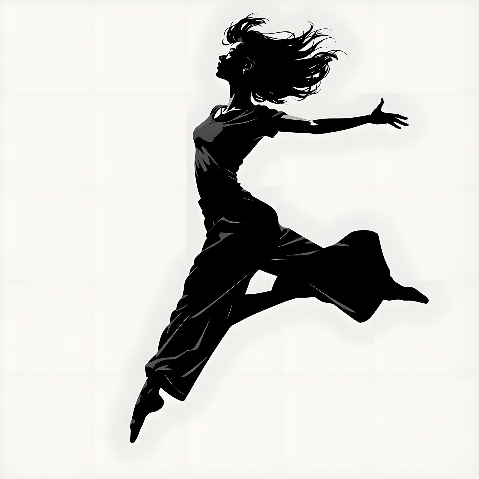 Dynamic Female Dancer Silhouette in Motion