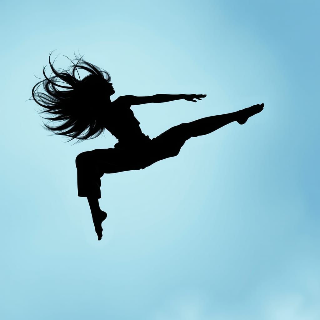Dynamic Silhouette of Dancer in Mid-Air