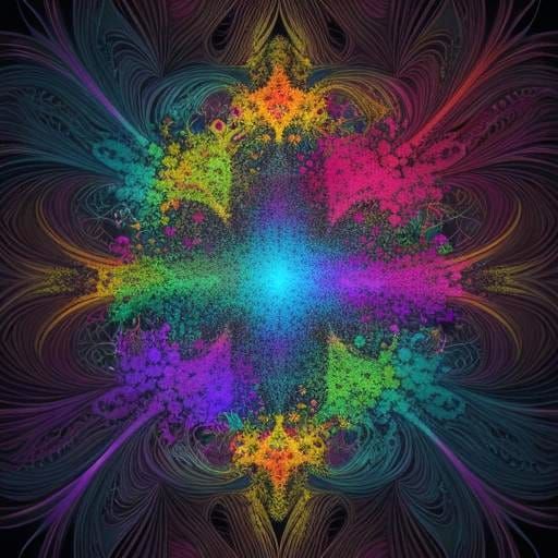 Psychedelic Rainbow Chaos: Musical Notes Explosion