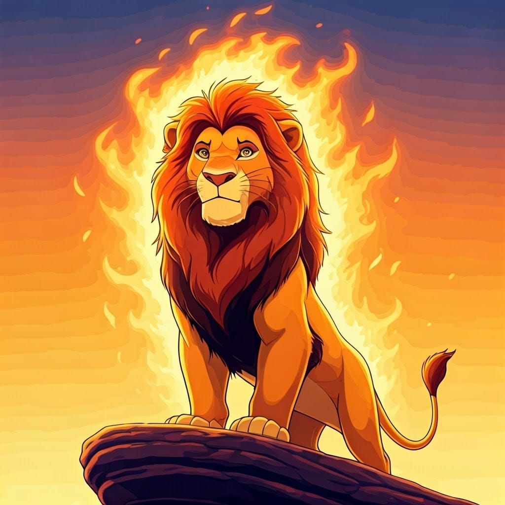 Regal Lion Mufasa in Manga Anime Style