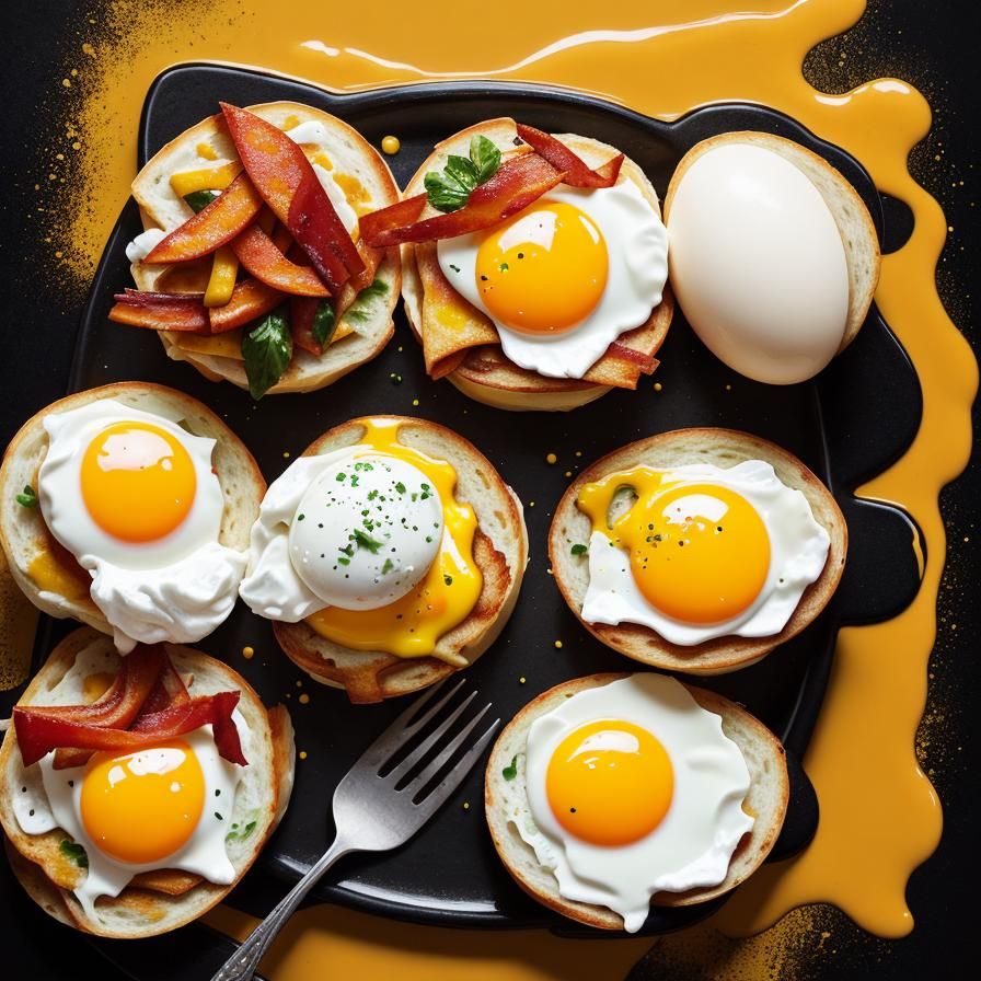Eggs Benedict in Pop Art Style