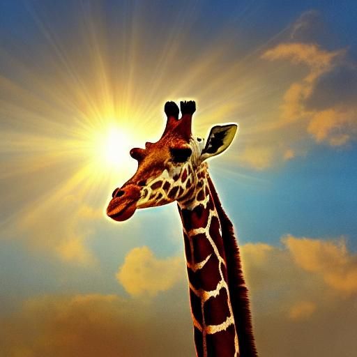 Cartoon Giraffe Close-Up in Heavenly Sunshine