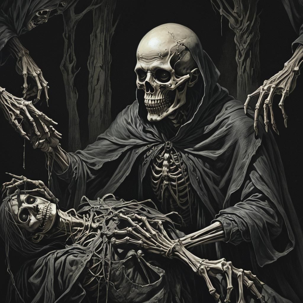 Macabre Ritual: The Dark Collector in Horror Illustration St...