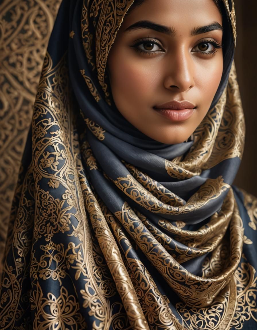 Muslim Girl in Silk Hijab: Soft Focus Portrait