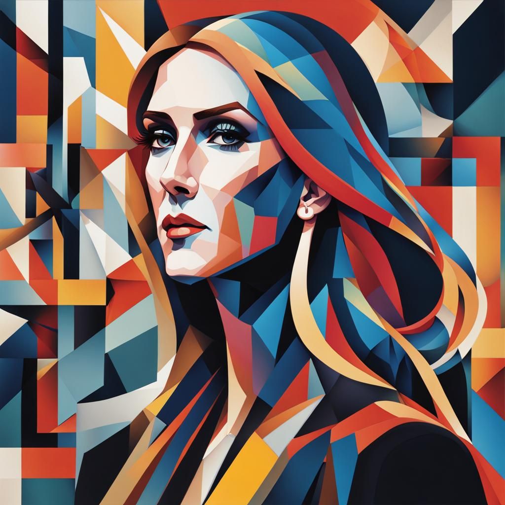 Céline Dion in Cubist Geometric Art Deco Style