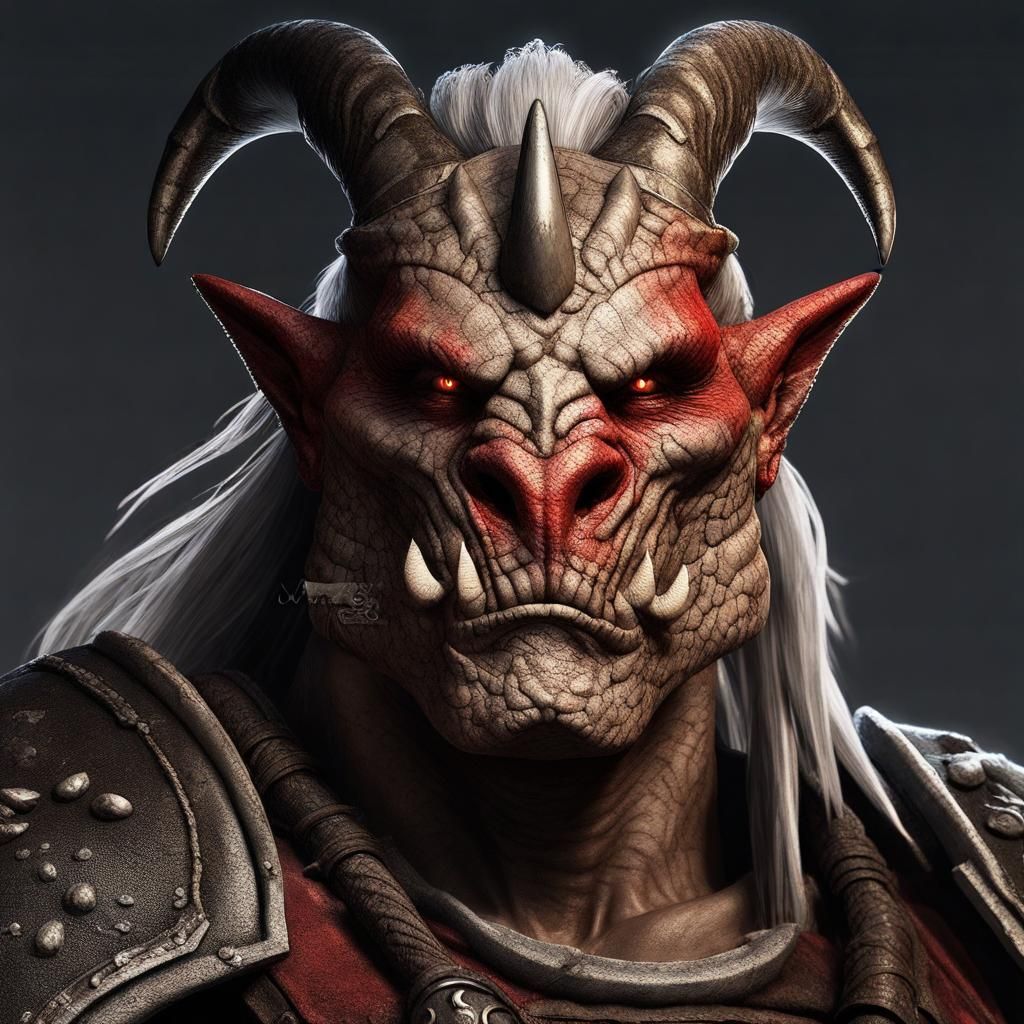 Dragonborn Barbarian Portrait in Detailed Matte Painting