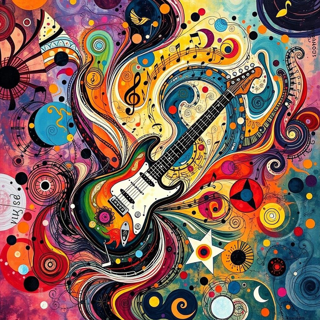 Fusion of Sound and Color in Swirling Musical Elements