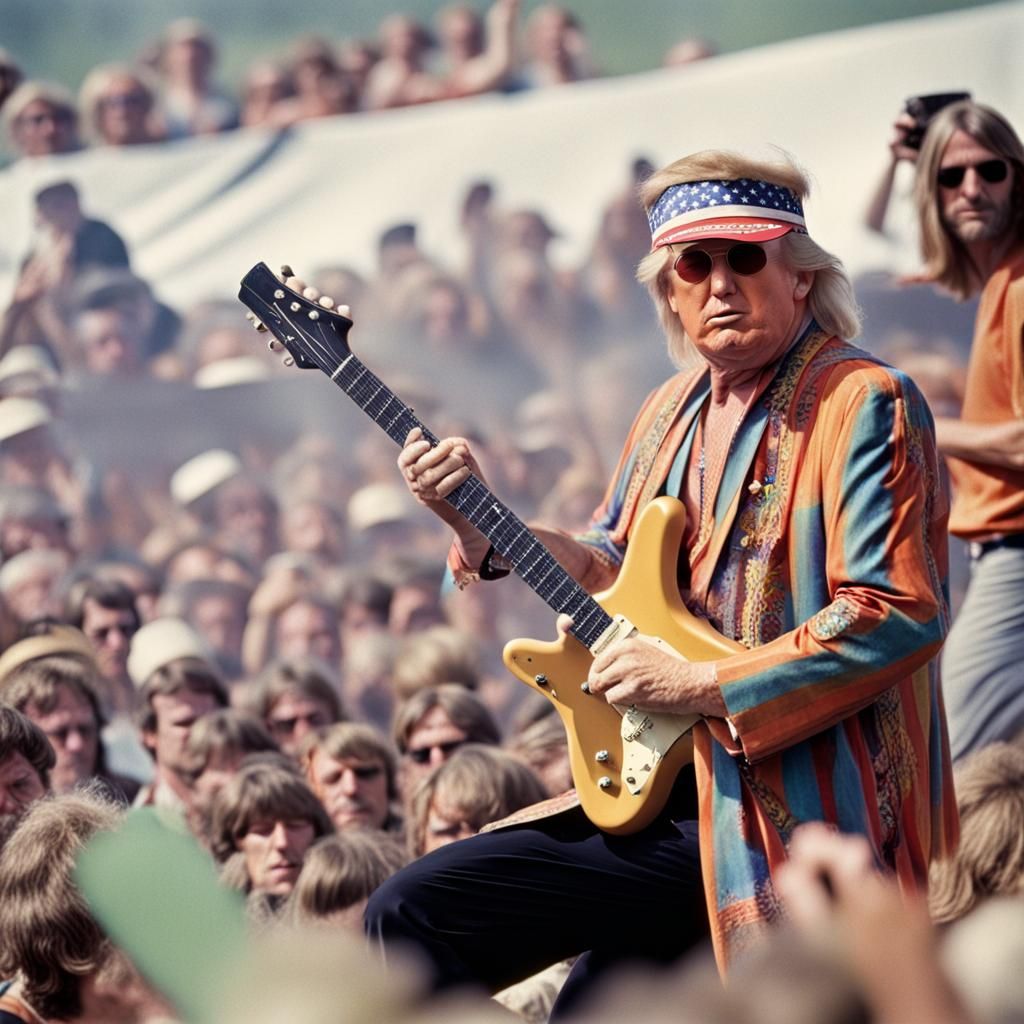 Donald Trump as Hippie at Woodstock