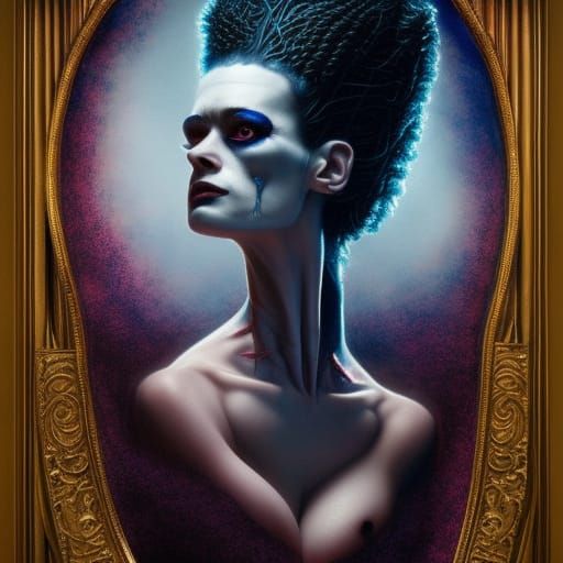 Bride of Frankenstein Creature in Hyperrealistic Style