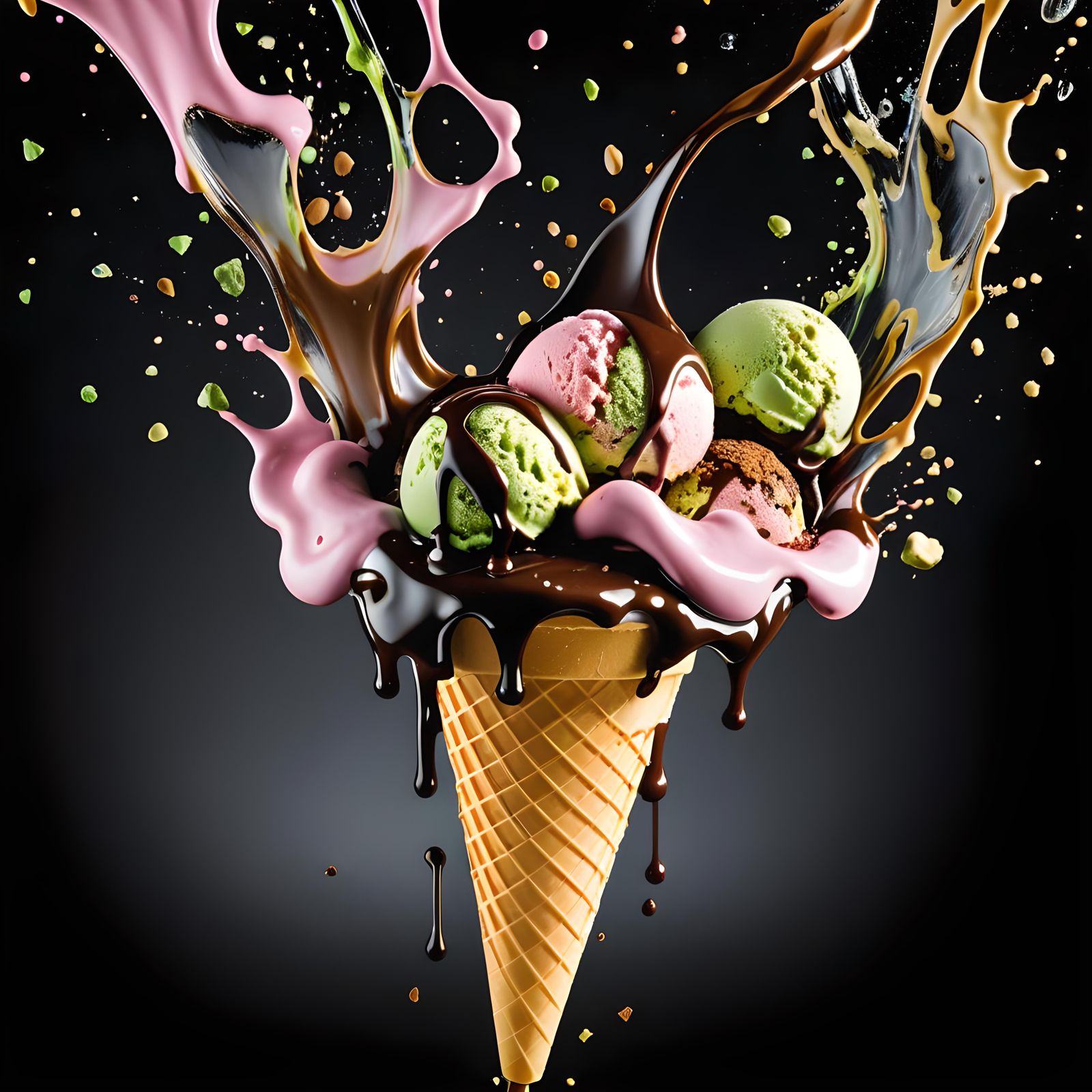 Oops Splash Of Pistachio Strawb Choc Overloaded Ice Cream.