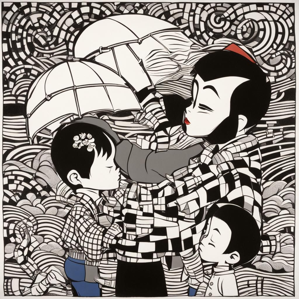 The Kiss in Osamu Tezuka Manga Style