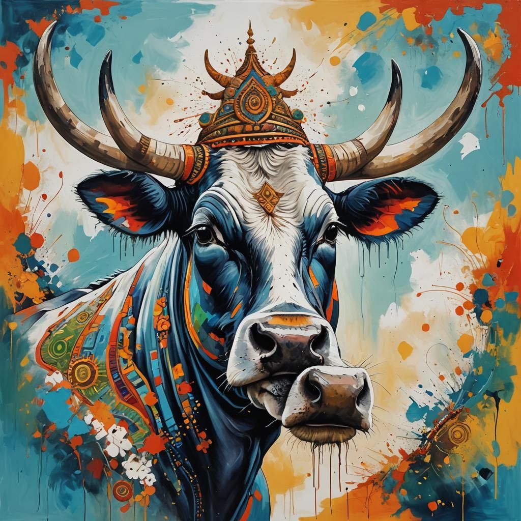 Abstract Nandi Cow Art: Joy of the World