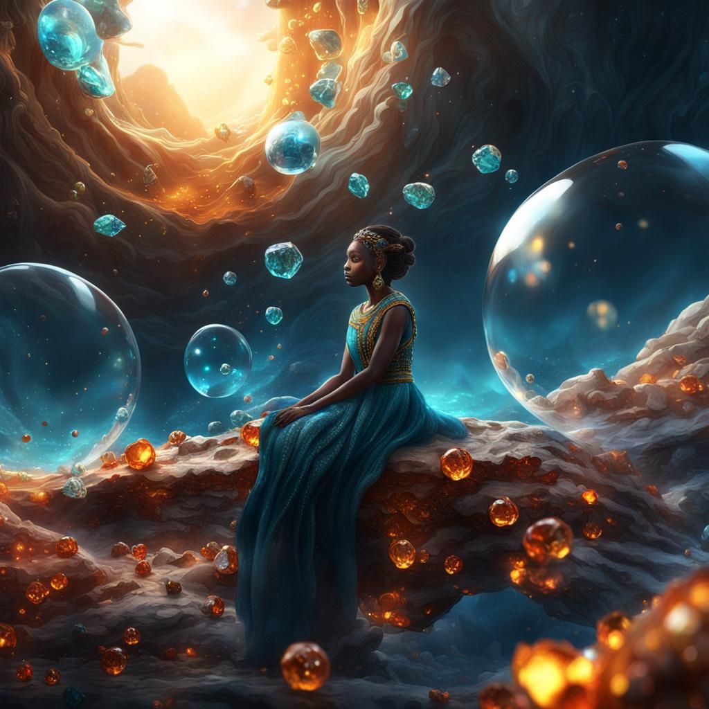 Fire and Ice Girl in Detailed Matte Painting