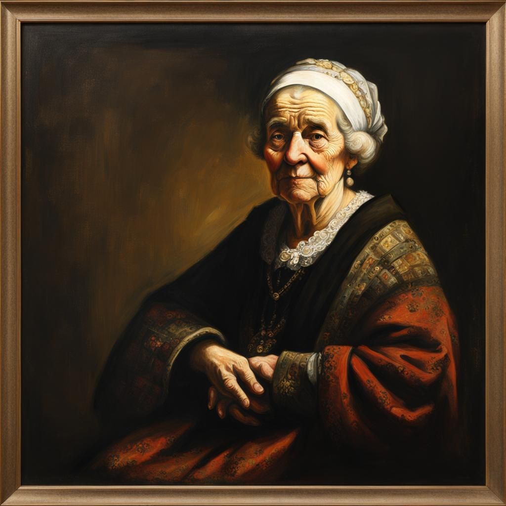 Baroque Portrait of an Elderly Woman in Oil Paint