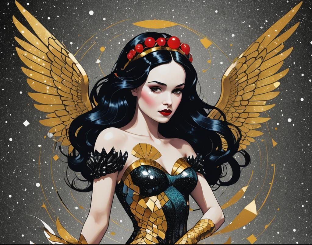 Snow White Space Mermaid Art in Pop Style