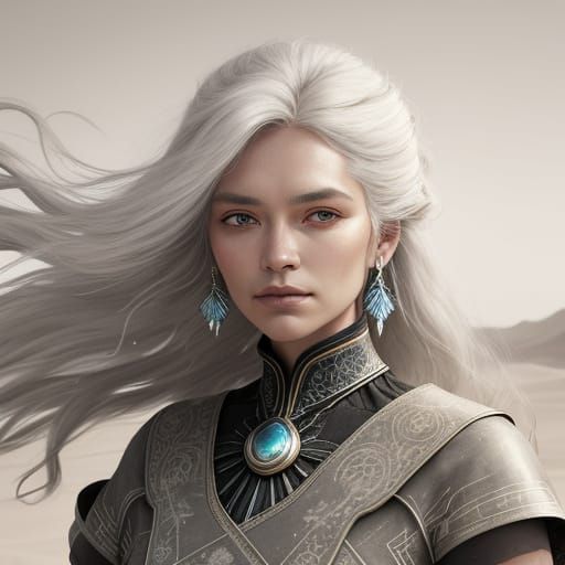 Ethereal Desert Princess Portrait in Sepia Tones