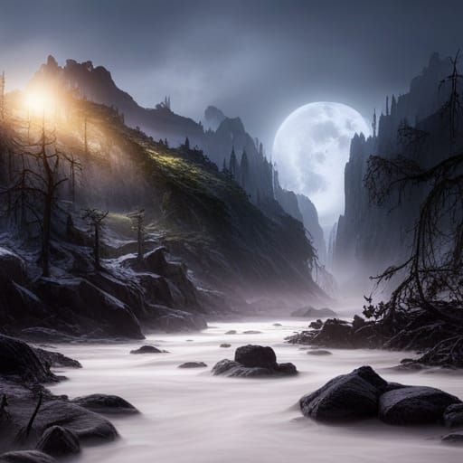 Menacing Foggy Forest in Detailed Matte Painting