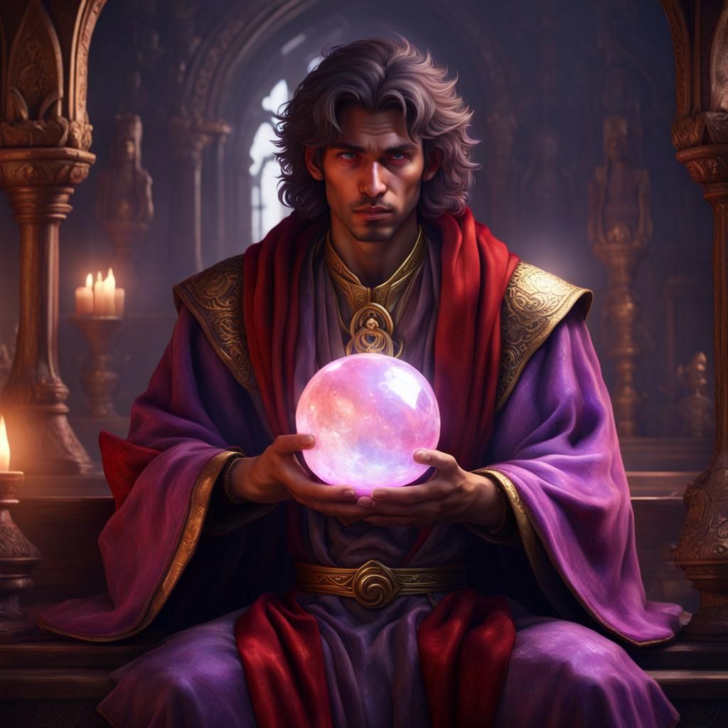 Romani Seer with Moonstone Orb: Dark Fantasy Art