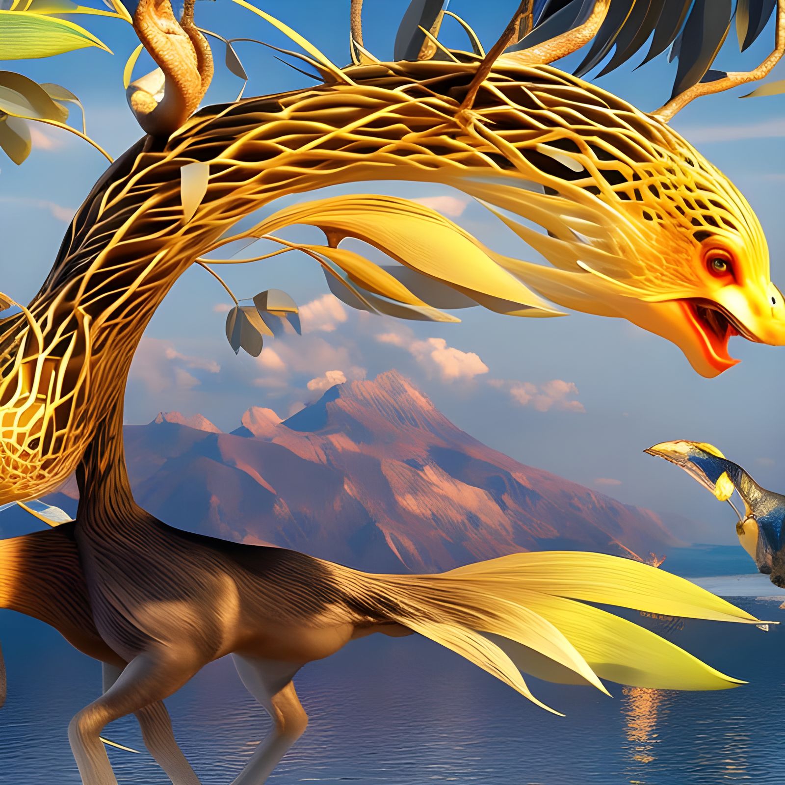 Bizarre Creatures Feast in Restaurant, Surreal Art