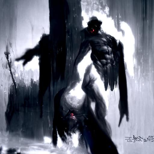 Dramatic Fallen Angel in Chiaroscuro Style