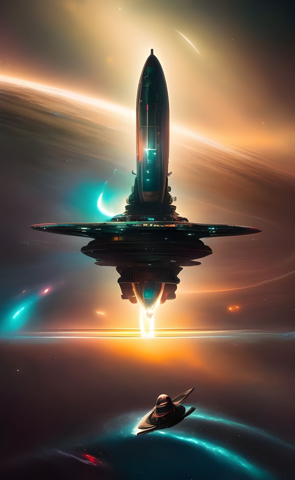 Abandoned Spaceship Drifting Through Galaxy: Detailed Fantas...