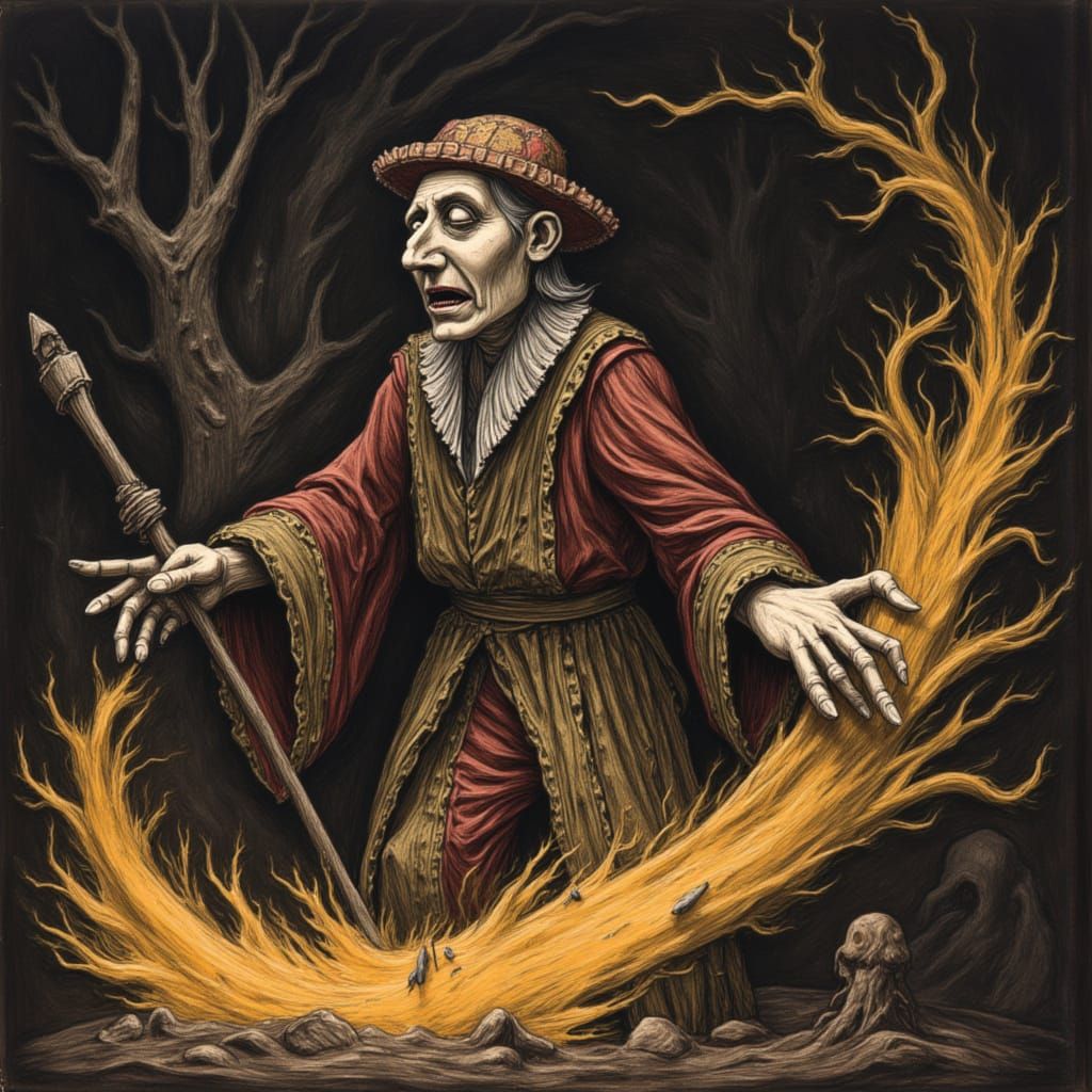 Lord of stink and sulphur <lora:ADTarotRedux:1.0> <lora:PsychixFlux:1.0> <lora:CommediaFlux:1.0> <lora:PsychedelicSpace:...