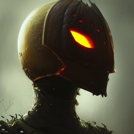 Pumpkin Knight Portrait in Dark Fantasy Style