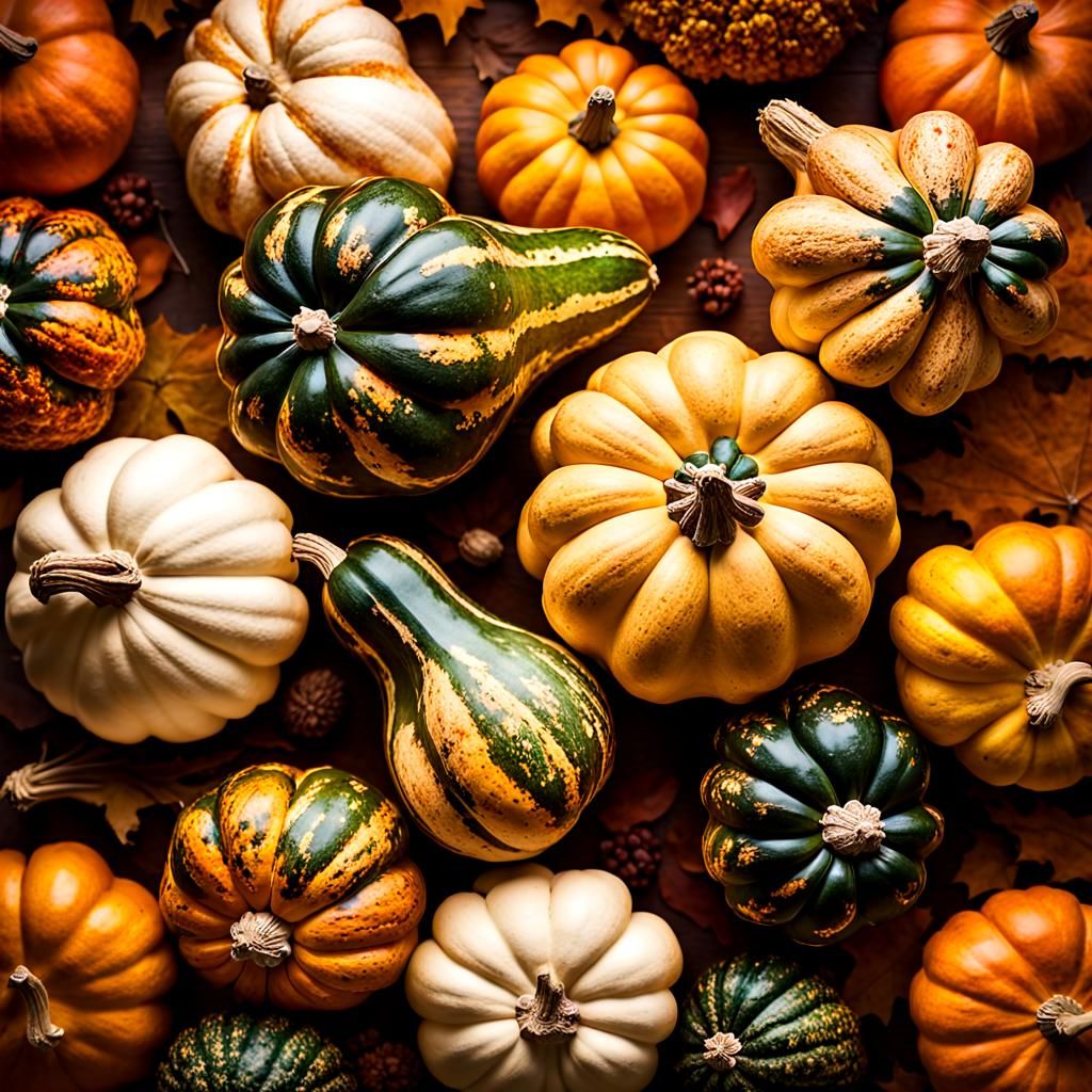 Thanksgiving Gourds Still Life in Soft Focus