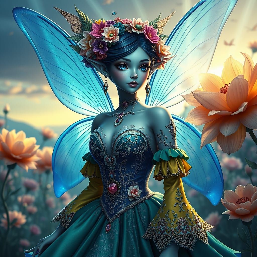 Glass Fairy Goddess in Anime Style