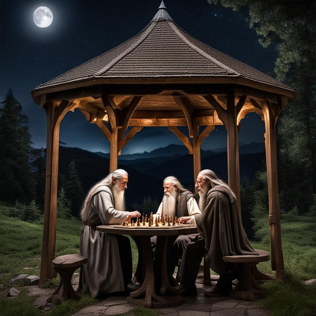 Gandalf and Saruman Play Chess Under the Stars