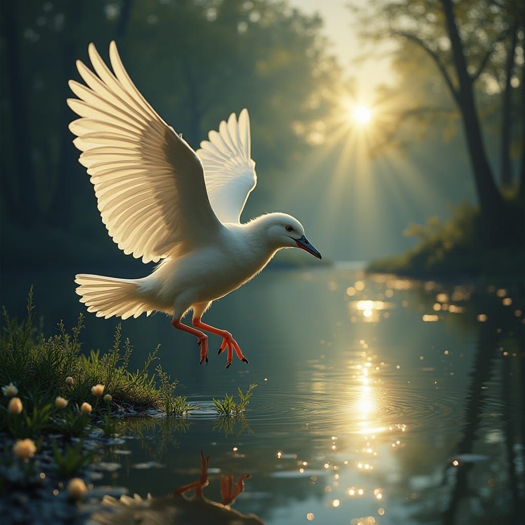 Löwenzahn in Vollmondlicht wie in Spiegel