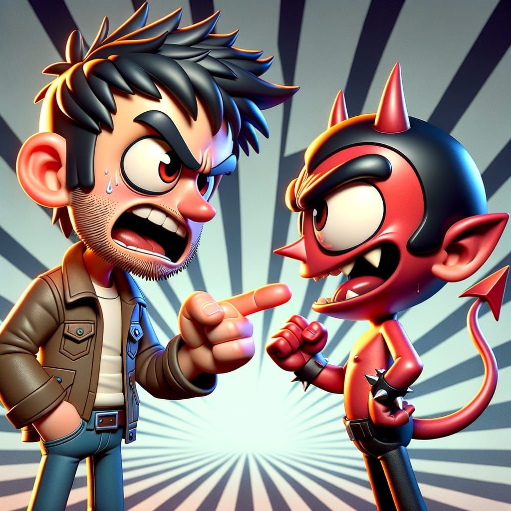 3D Cartoon Characters in Dramatic Confrontation