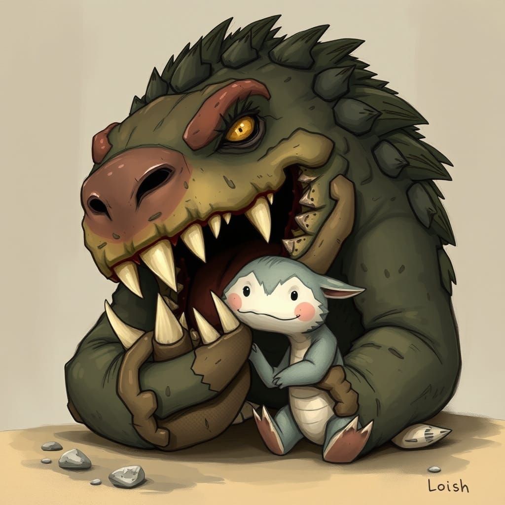 Gentle Beast Offers Comforting Nuzzle in Whimsical Art Style