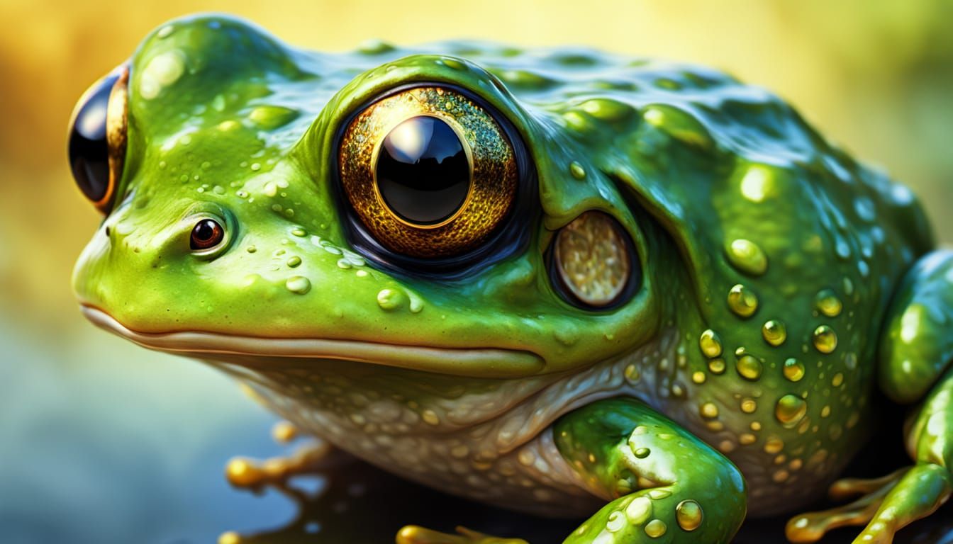 Surprised Frog in Vibrant Oil Painting Style