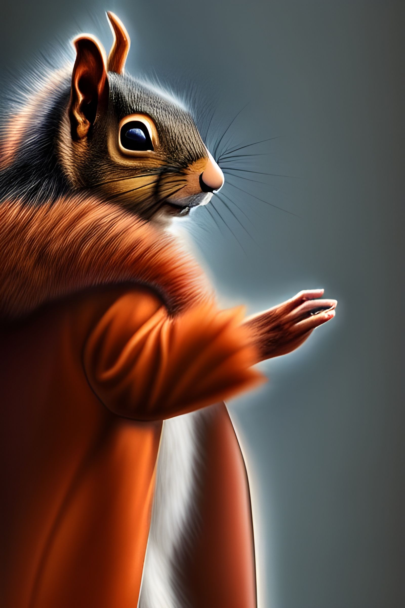 Hooded Squirrel in Mysterious Landscape Concept Art